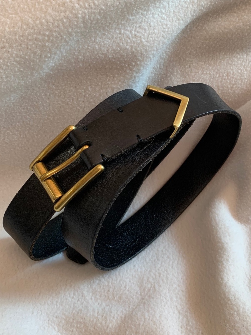 Vintage Fossil Black Leather Angular Loop Belt